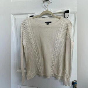 Womens American Eagle Cream Cable Knit Sweater Size Small Rory Gilmore Ivory